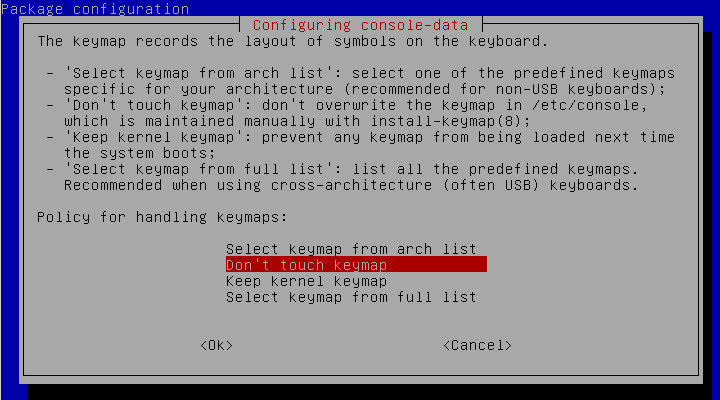 Booting GParted, keymap settings