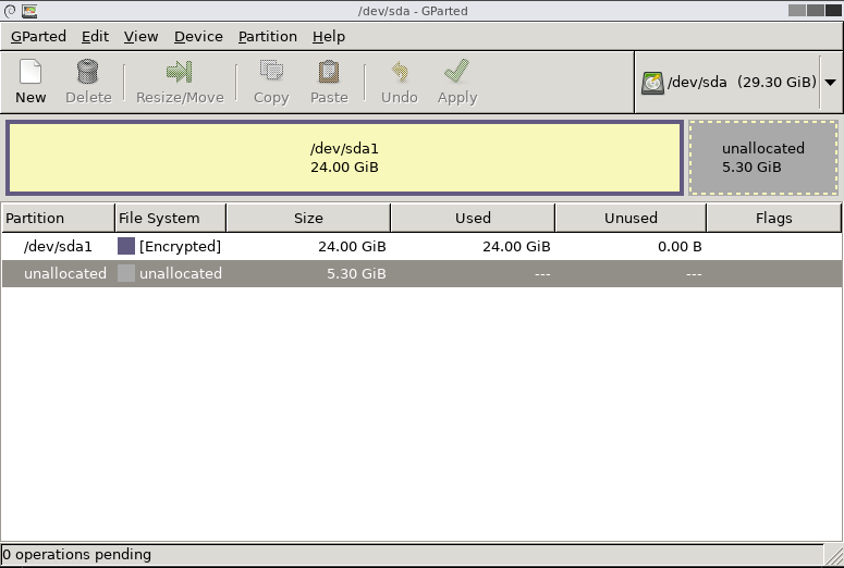 In GParted, select your /dev/sda1 partition