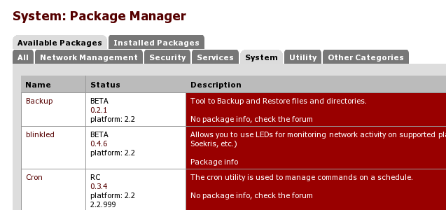 the system package manager pfSense window, sudo will be available in this list.