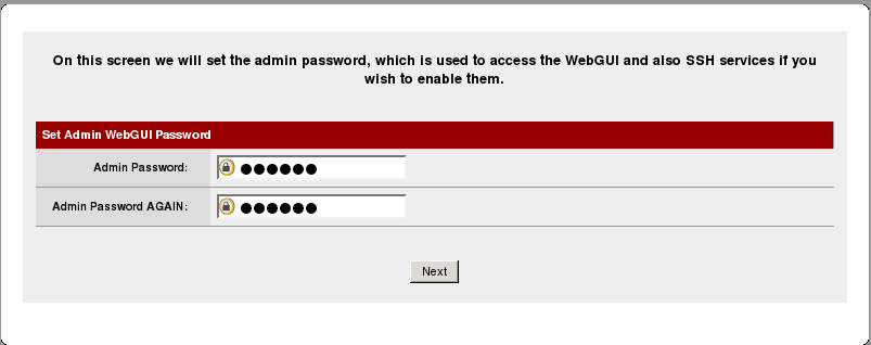 the pfSense password window