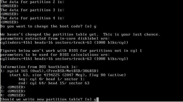 custom pfSense removal of the boot prompt, second and final warning, select y